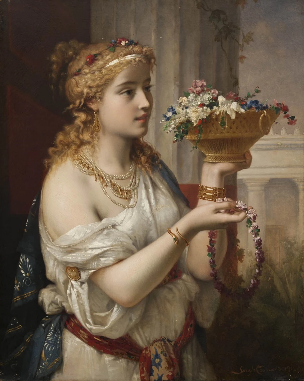 Pierre Olivier Joseph Coomans - Giovane donna con fiori